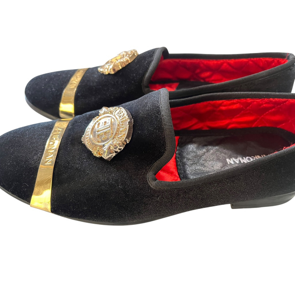 Elanroman Velvet Gold Detail Slip On Men's Shoes Size 40 EU 7 US Loafers Fashion - Picture 4 of 6